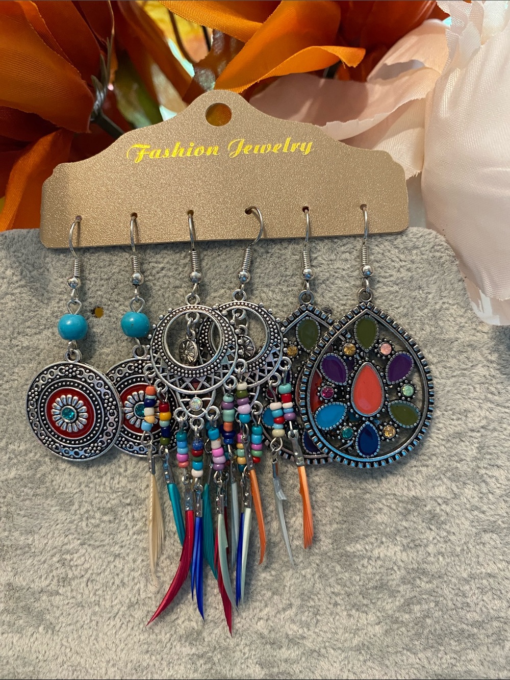 New Fashion Jewelry Beautiful Multicolor Boho Dangle Earring Set